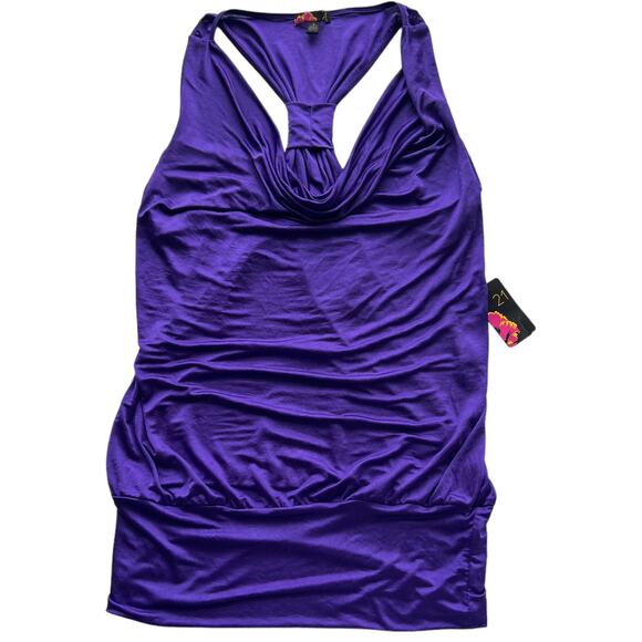 Forever 21 Satin Top Silky Purple Banded Hem Womens Size Large 90s Y2K NWT - Picture 1 of 8